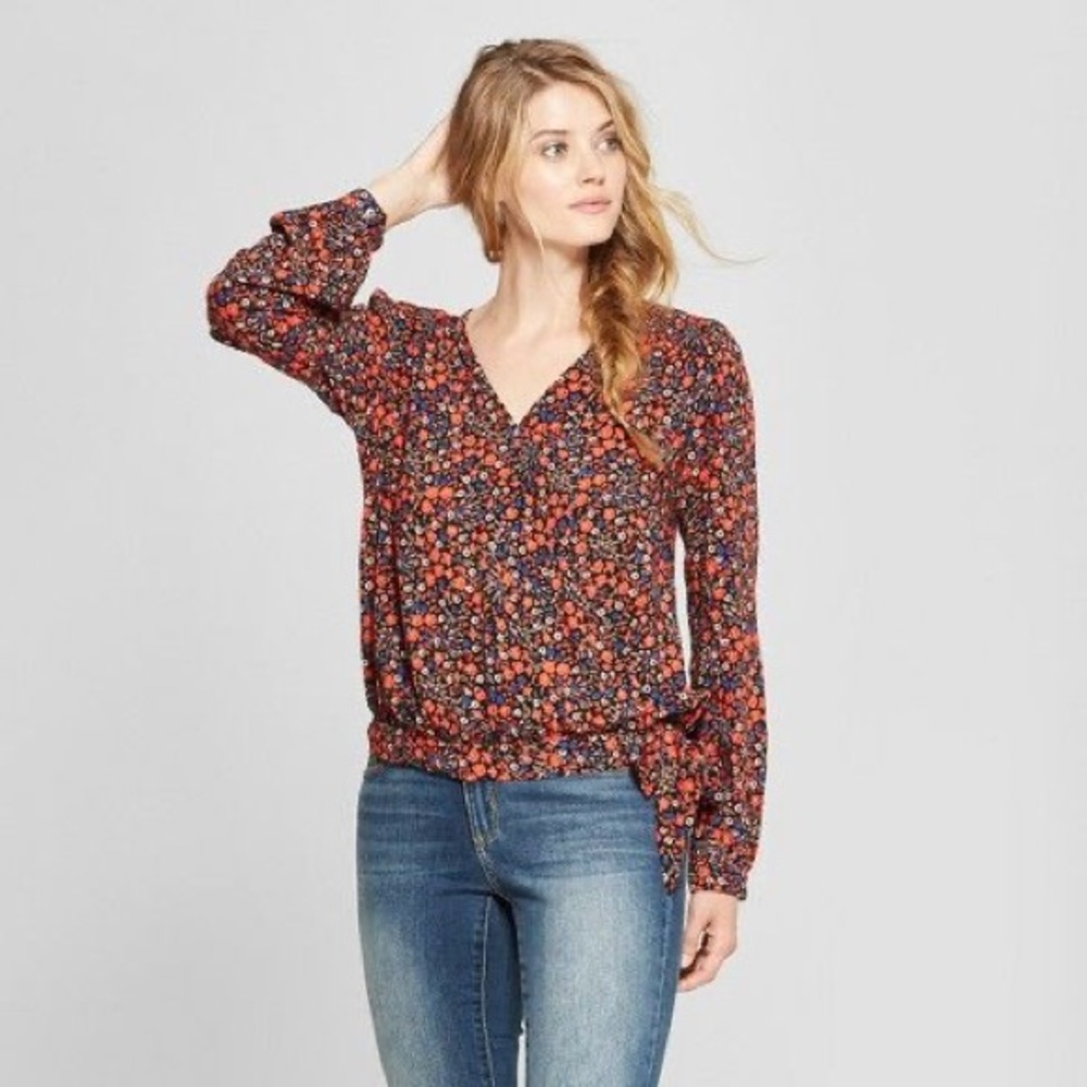 Universal Thread Floral Wrap Blouse